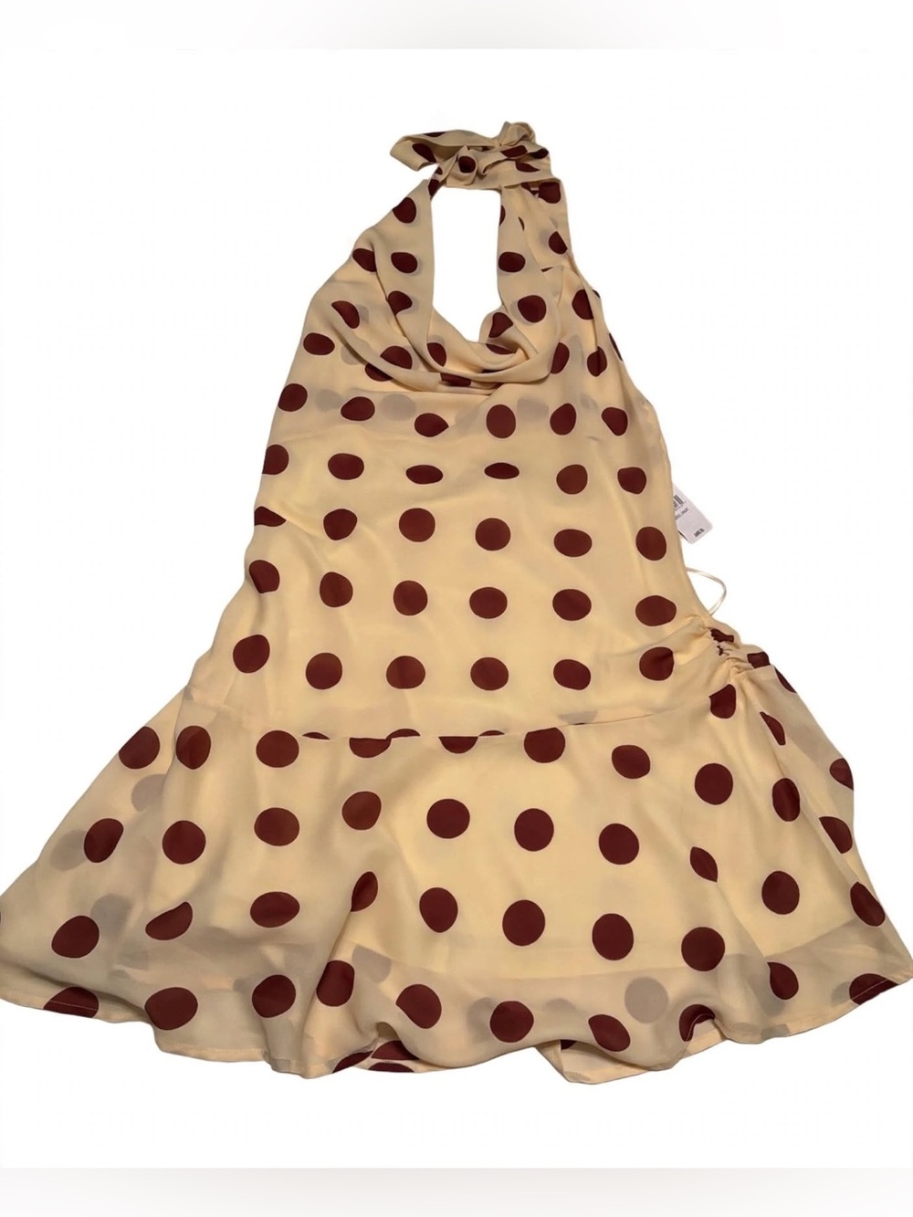 Beverly & Beck Cream Polka Dot Dress L Pretty Woman NWT Large